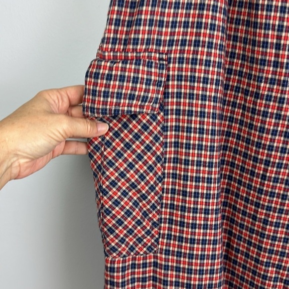 NEW Aerie XXL Flannel Cargo Skater Pajama Pants Red Blue Tan Plaid Pockets Soft - Picture 8 of 16